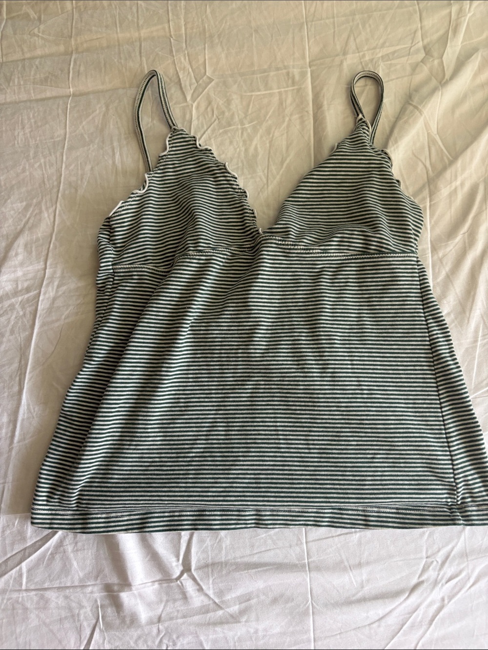 Brandy Melville Black and White Striped Ribbed Spaghetti Strap Cami
